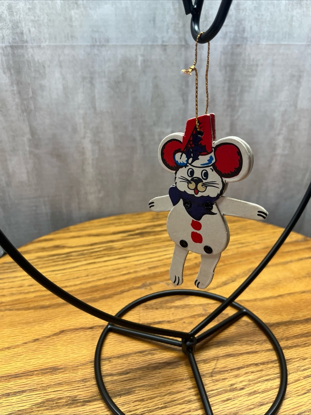 Vintage Die cut cardboard, mouse Christmas ornament
